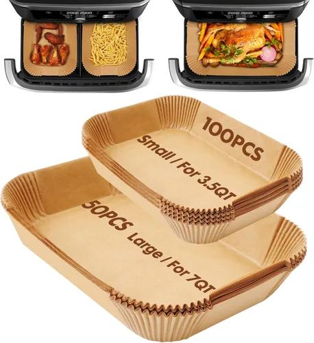 Vista 8 de Revestimientos de papel desechables para freidora de aire, para Ninja Smart XL, 125 unidades, rectangulares, antiadherentes, resistentes al calor