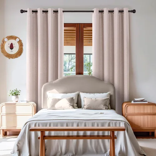 Vista 11 de Jubilantex Cortinas opacas 100% con revestimiento de lino, paneles de cortina texturizados de lino gris, 84 pulgadas de largo para dormitorio, sala