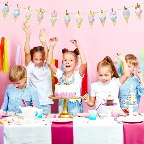 Vista 3 de Faccito 45 piezas de decoración de fiesta de helado para tablón de anuncios, Sundae cumpleaños, corte de papel, decoración de Sundae para aula
