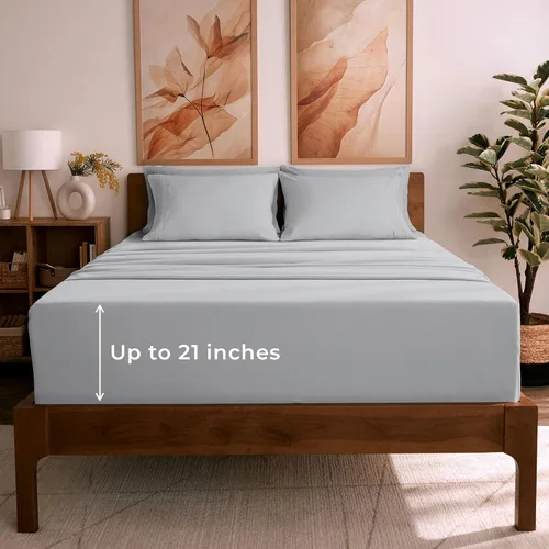 Vista 80 de Mellanni - Juego de sábanas individual de 4 piezas de la colección icónica, (incluyendo 2 fundas de almohada), bolsillo profundo de 16 pulgadas