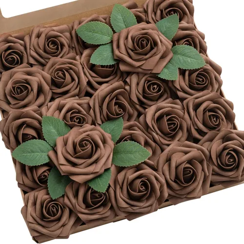 Vista 65 de Ling's moment Artificial Roses, Black, 3 Inch 25 Pcs Negro