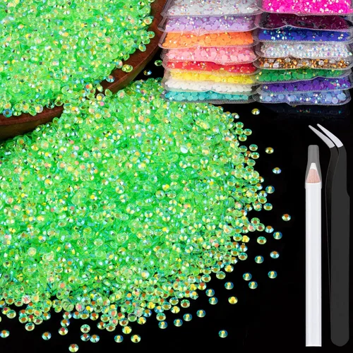 Vista 55 de 4000 diamantes de imitación de resina de 0.157 pulgadas a granel, transparentes AB con parte trasera plana, diamantes de imitación redondos