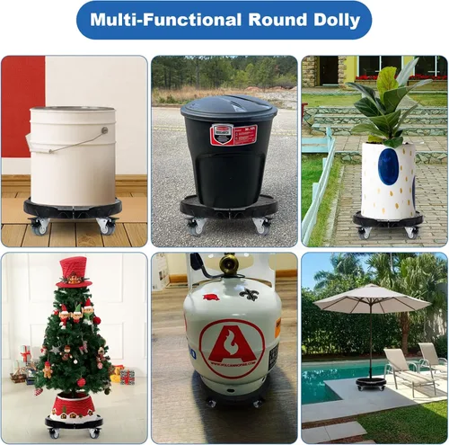 Vista 7 de W B D WEIBIDA Papelera con ruedas ajustables de 15 a 19 pulgadas, rodillo redondo con 4 ruedas, carrito de tambor, resistente, 440 libras, carrito