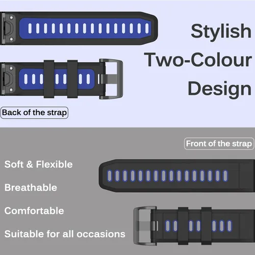 Vista 5 de Miimall Correa de repuesto compatible con Garmin Fenix 7/6/5, 0.86 pulgadas de ancho, de silicona suave, impermeable, para Garmin Fenix 7/7 Solar/7