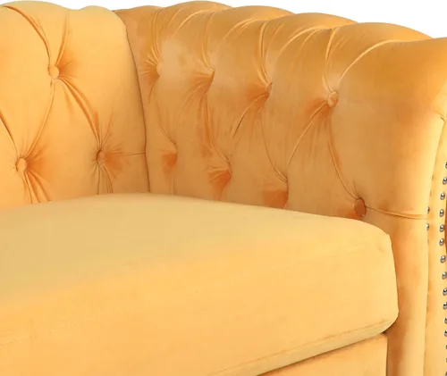 Vista 66 de RARZOE Juego de 3 piezas de muebles de sala de estar, sofá Chesterfield de terciopelo moderno, silla de club Chesterfield y sofá de dos plazas Mango