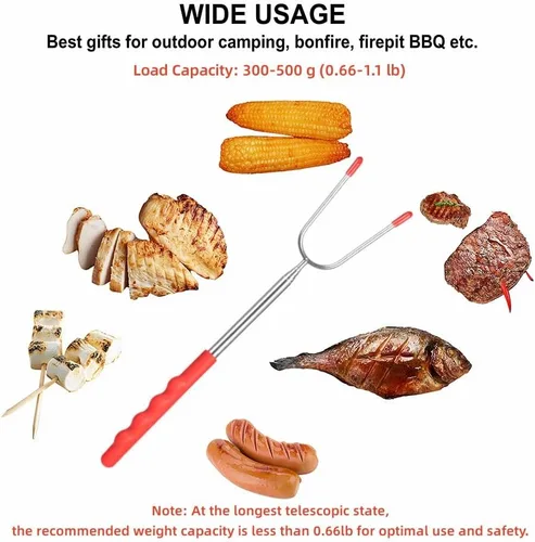 Vista 6 de Marshmallow - Juego de 12 palitos para asar, extra largos mejorados, de acero inoxidable, telescópicos, de acero inoxidable de 45 pulgadas