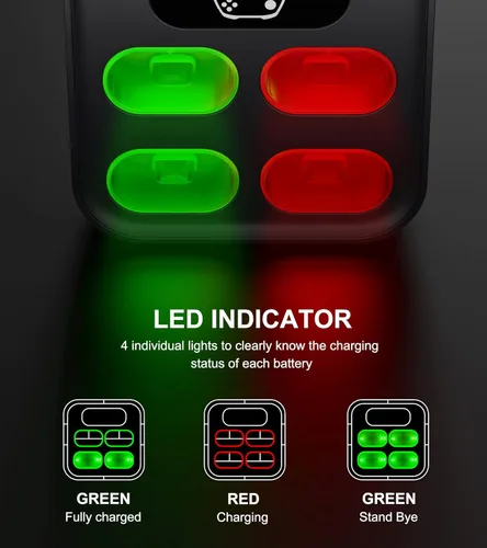 Vista 3 de Paquete de baterías de control Xbox One con 4 unidades de 1500 mAh recargables Xbox Series X estación de carga de baterías para Xbox One