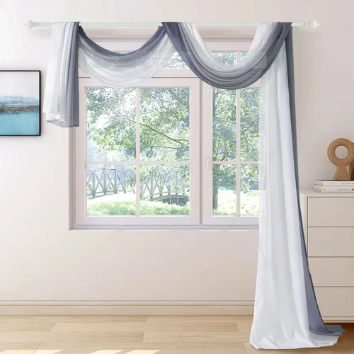 Vista 11 de NAPEARL Cenefa de Bufanda Degradada para Ventana, Cenefa Romántica de Voile Degradado para Telón de Fondo de Ceremonia, Arco de Boda, Dormitorio