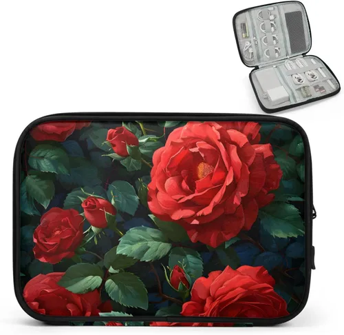 Vista 21 de Purple Flowers - Funda organizadora de viaje para artículos electrónicos, accesorios tecnológicos, bolsa de almacenamiento de cables para cables