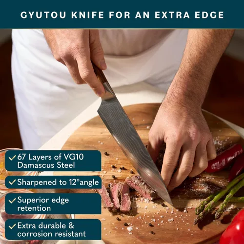 Vista 2 de Cuchillo japonés Damasco Cuchillo japonés de acero Damasco VG10 de 67 capas cuchillos cuchillo de cocina cuchillos de cocina cuchillo de chef