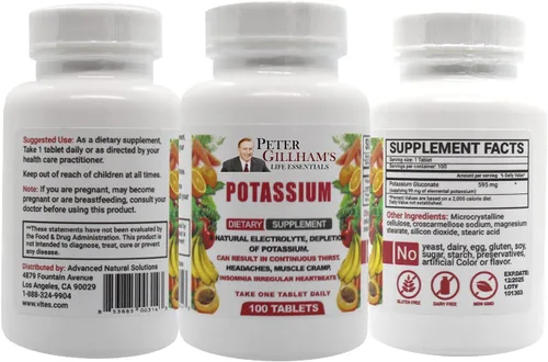 Vista 5 de Peter Gillham's Life Essentials - Tabletas de gluconato de potasio de 595 mg, 100 tabletas, compatible con el equilibrio de electrolitos, fabricado