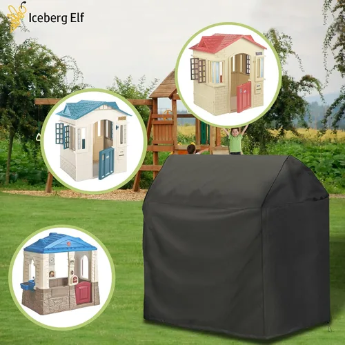 Vista 4 de Fundas impermeables para casas de juegos al aire libre, cubierta de madera para casa de juegos, 45 pulgadas de largo x 40 pulgadas de ancho x 50