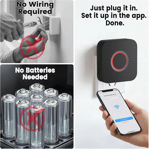 Vista 3 de Timbre inalámbrico inteligente, compatible con Blink & Ring y Google Nest Video Doorbell, no necesita cableado, fácil instalación, paquete de 2