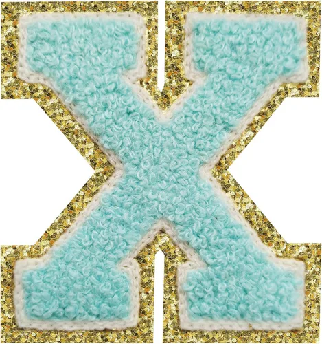 Vista 115 de 3Pcs Letter Patches Varsity Glitters Chenille,SPRT Iron on Blue Letter Patch,Alphabet Cloth Patch for Team Costume Decoration 3.1in Height S