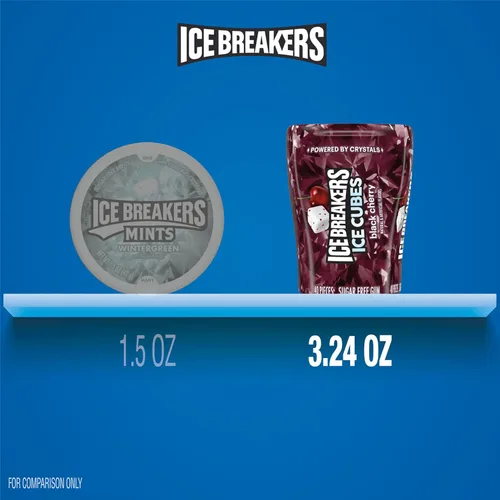 Vista 4 de ICE BREAKERS Ice Cubes - Botellas de goma de mascar sin azúcar con sabor a cereza negra, 3.24 onzas (6 unidades, 40 piezas)