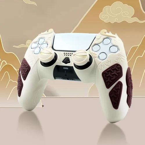 Vista 3 de Grip Cover for PS5 Controller, Wukong-Inspired Ergonomic Silicone Cover with Fiery Eyes Joystick Caps, Chainmail Grip Design & Somersault Cloud Back