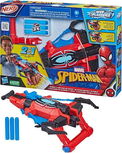 Vista 14 de NERF Marvel Spider-Man Lanzador Spider Strike 'n Splash, juguetes de superhéroes para niños, a partir de 5 años, Nerf Blaster para niños, función