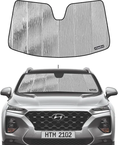 Vista 12 de Pigenius Parasol para parabrisas para Hyundai Santa Fe 2013-2018, 2019 Santa Fe XL, con desempañamiento automático, protector de ventana delantera