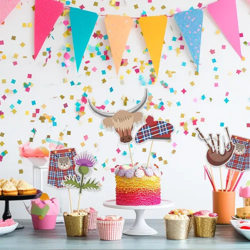 Vista 3 de Palos de centro de mesa para fiesta temática de Escocia, adornos de mesa para cumpleaños, decoración para suministros de fiesta de fin