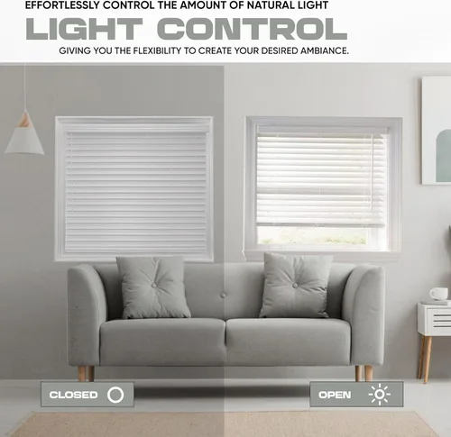 Vista 3 de Persiana de Madera Sintética Blanca Ultra Premium de 2 1/2" (2.5") Pulgadas, 17" de Ancho x 48" de Largo