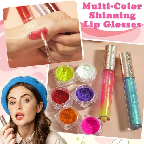 Vista 4 de Kit de bricolaje para hacer brillo labial BRIPATI, set de brillo labial DIY para hacer tu propio lápiz labial, divertido set de maquillaje artesanal