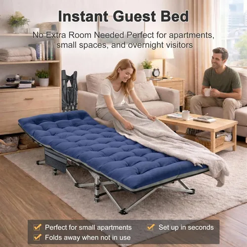 Vista 9 de ABORON Catre de Campamento para Adultos de 28" Extra Ancho, Paquete de 2 Catres Oxford 1200D Resistentes para Dormir, Cama de Campamento Plegable