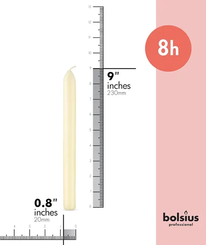 Vista 3 de BOLSIUS Ivory Dinner Candles - Juego de 10 velas rectas sin perfume de 9 pulgadas, 8 horas de tiempo de combustión, calidad europea premium, sin