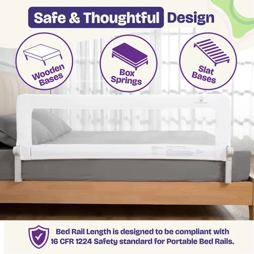Vista 28 de ComfyBumpy Paquete de 1 riel de cama para niños pequeños de 35.5 pulgadas de largo x 19.5 pulgadas de alto, rieles de cama para niños pequeños, Azul