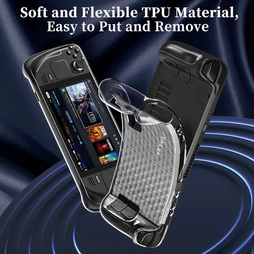 Vista 7 de Protective Case for Steam Deck, Mooroer Steam Deck Clear Case, TPU Soft Steam Deck Cover Case with Full Protection, Steam Deck Accessories Stylish