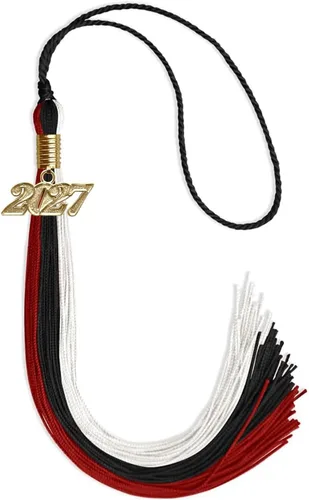 Vista 75 de Endea - Borla de graduación de triple color con gota de fecha dorada (negro/dorado/granate, 2020)