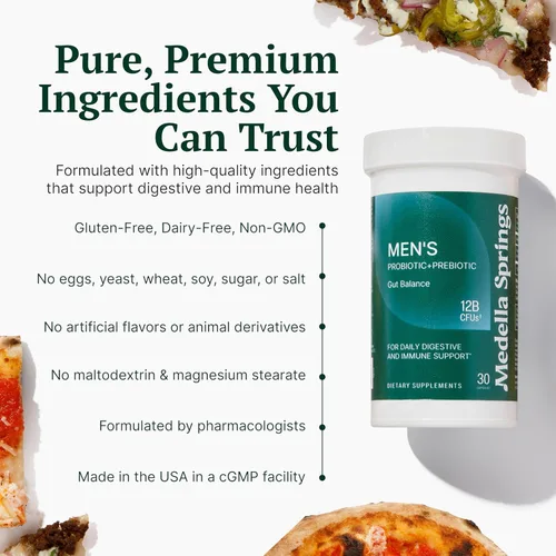 Vista 3 de Probiótico + prebiótico para hombre – 4 cepas probióticas con poder prebiótico – Probióticos para hombres con 12 mil millones de UFC – Suplemento