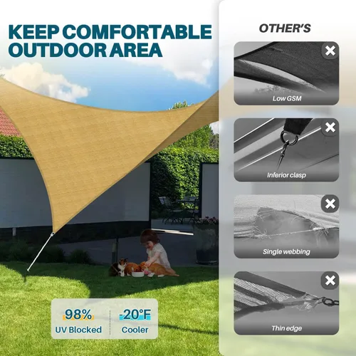 Vista 4 de COARBOR - Toldo parasol rectangular, tamaño 7.99 x 7.99 pies / 2.43 x 2.43 metros, para dar sombra a patios, jardines y exteriores, tela resistente