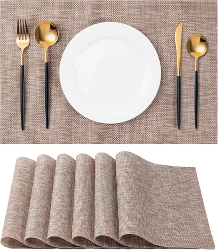 Vista 16 de CADONO Juego de 4 manteles individuales de vinilo lavables para interiores y exteriores, para mesa de comedor, duraderos, antideslizantes