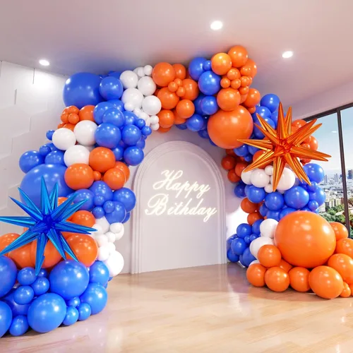 Vista 23 de Kit de Arco de Globos Azul y Blanco ADOINBY, 140 Piezas Kit de Guirnalda de Globos Pastel Azul Claro y Blanco, Globos de Diferentes Tamaños de 18 12