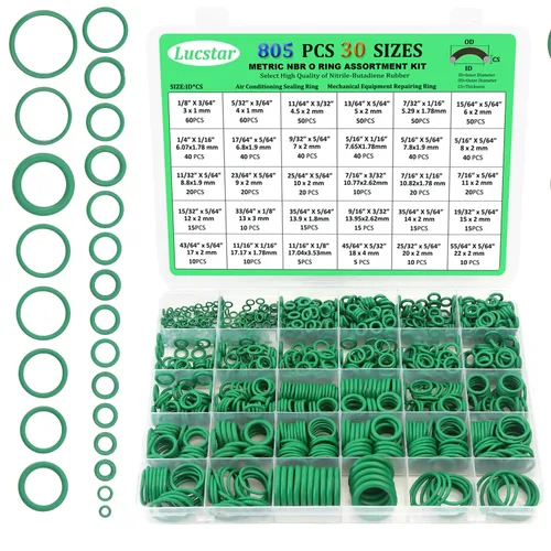 Vista 10 de Lucstar 195 piezas, kit de sellos para aire acondicionado, kit de surtido de anillos de goma para aire acondicionado, kit de sello de juntas