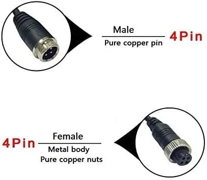 Vista 3 de Cable de extensión de aviación de 4 pines para cámara de respaldo con cable/cámara de visión trasera CCTV, camión, remolque, autocaravana, autobús