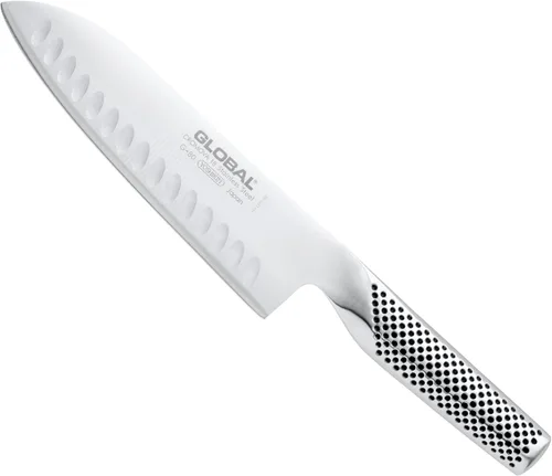 Vista 4 de Global Cuchillo Santoku de tierra hueca G-80-7 pulgadas, grabado personalizado, personalizado