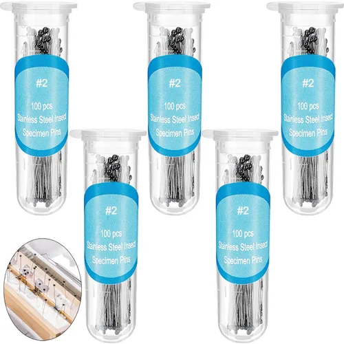WILLBOND Kit de 500 pines de acero inoxidable para insectos, pasadores de entomología, colecciones de mariposas, paquete variado para exhibición de