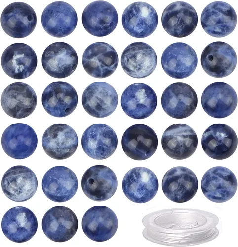 Vista 8 de 100 piezas de cuentas de cristal natural con piedras preciosas redondas sueltas de curación de energía con cordón elástico de cristal para hacer