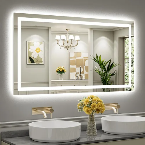 Vista 27 de Briivue Espejo de baño LED de 20 x 28 pulgadas con luces, retroiluminado y frontal iluminado, espejo de tocador de baño con luz antiniebla