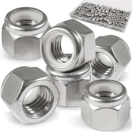 Vista 18 de Paquete de 20 tuercas de bloqueo de 1/2"-13 pulgadas, tuercas de bloqueo de acero inoxidable 304 (A2-70) con inserto de nailon, tuercas de bloqueo