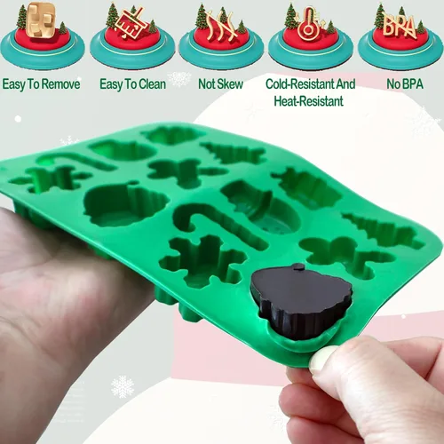 Vista 3 de Moldes de silicona para chocolate de Navidad, paquete de 5 moldes de silicona para dulces de Navidad con 20 bolsas de dulces de Navidad