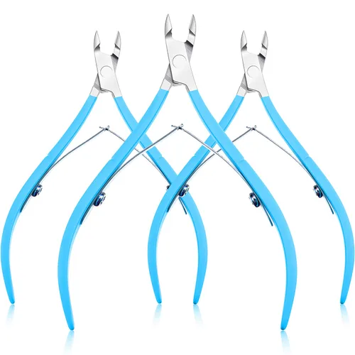 Vista 10 de Mudder 3 paquetes de herramientas cortadoras de cutículas, de acero inoxidable, removedor de cutículas de uñas con hoja puntiaguda, tijeras