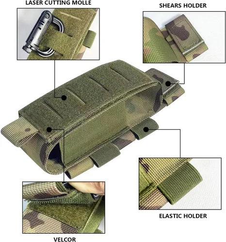 Vista 2 de 2 piezas de actualización de corte láser 1000D Molle Bolsa de torniquete táctico, funda de torniquete médico táctico