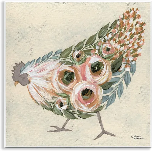 Stupell Industries Vintage Farm - Placa de pared con diseño de pollo, color rosa, diseño de Michele Norman, 12 x 12 pulgadas