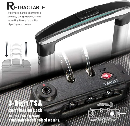 Vista 4 de Coolife Juego de 3 maletas rígidas para equipaje con ruedas giratorias peso ligero TSA Lock candado integrado 4 piezas