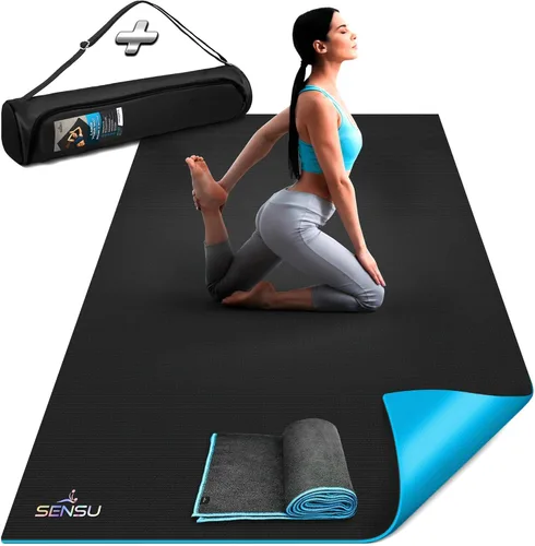 Sensu Large Yoga Mat for Men and Women – Extra Thick Non-Slip Yoga Mat with High Grip Surface for Hot Yoga, Pilates, Stretching, Meditation, and
