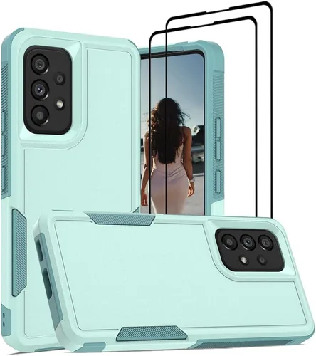 Vista 52 de Jeylly Compatible con Samsung Galaxy A22 5G Funda, Funda Samsung A22 5G con 2pcs protectores de pantalla de vidrio templado