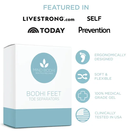 Vista 6 de Mind Bodhi - Separadores de dedos de un solo bucle, paquete de 4: corrigen juanetes y restauran los dedos de los pies a su forma original