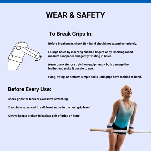 Vista 4 de Gibson Athletic Summit Barras Asimétricas Agarres de Gimnasia para Niñas, Agarre de Cuero Duradero con Correas de Doble Hebilla para Agarre Seguro